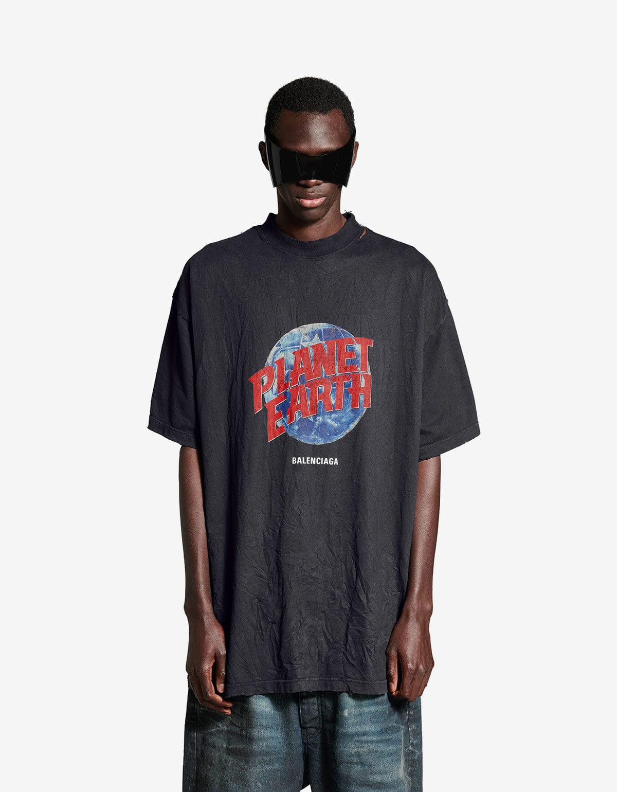 Balenciaga Black Planet Earth Print T Shirt Zoo Fashions