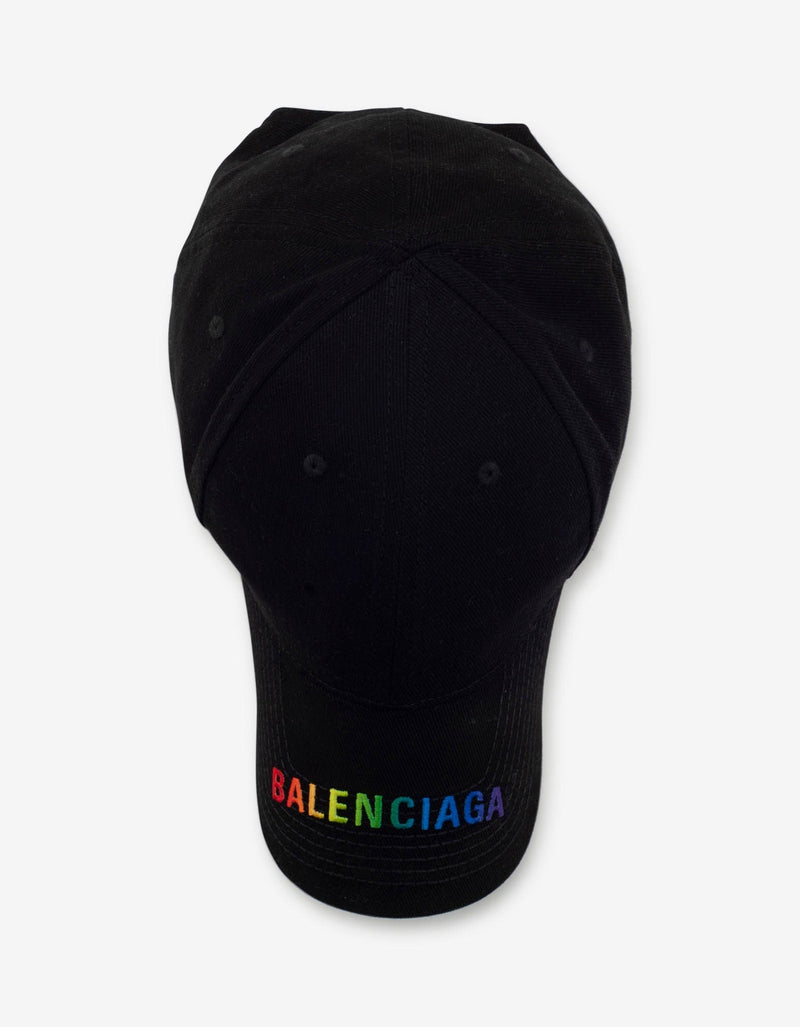 Balenciaga Black Rainbow Logo Visor Baseball Cap