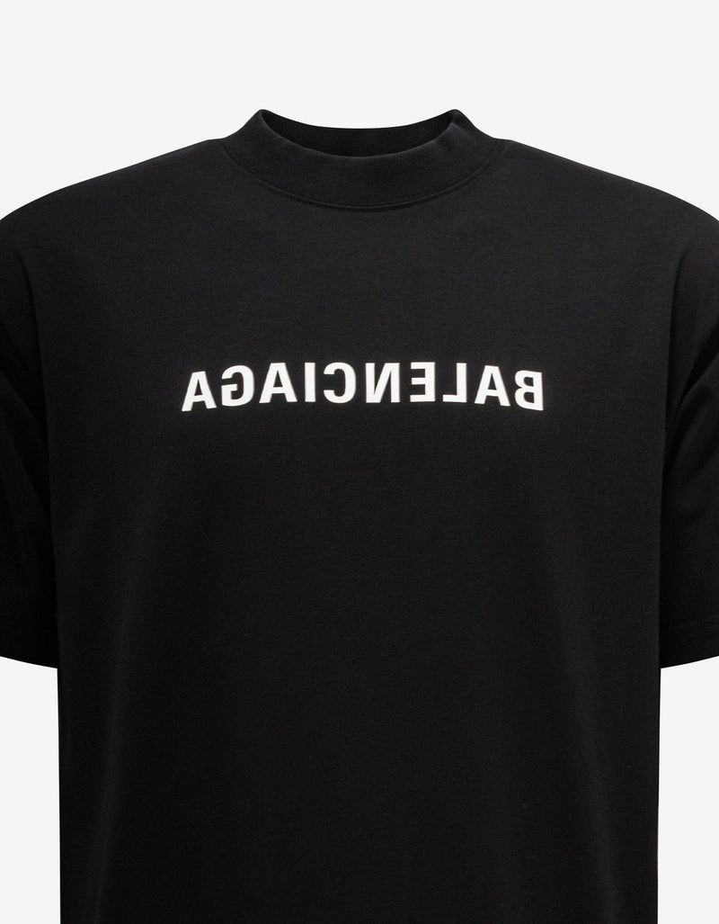 Balenciaga Black Reverse Logo Medium T-Shirt