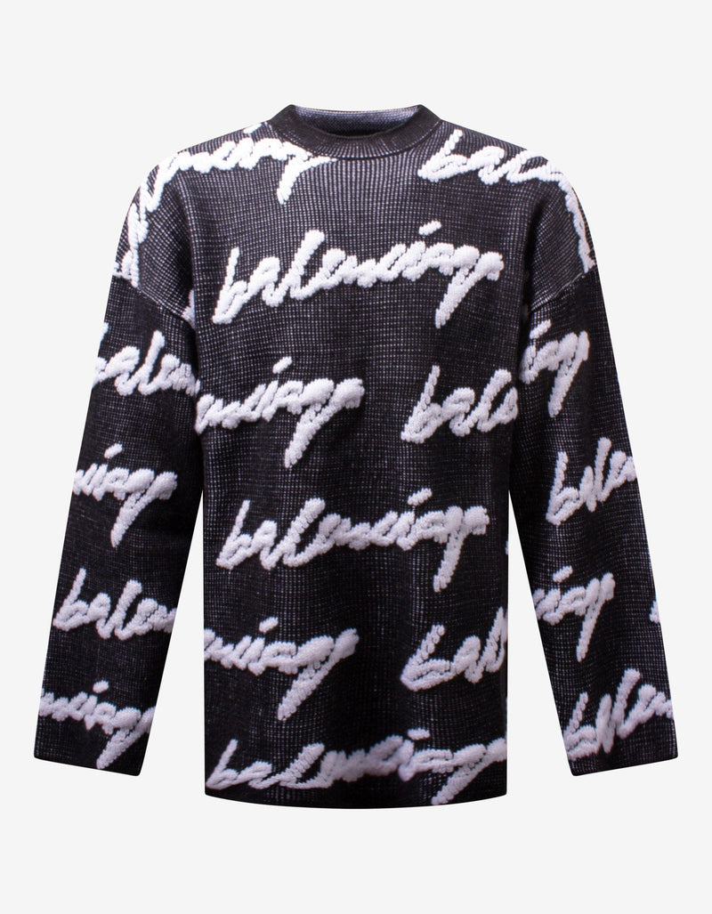 Balenciaga Black Scribble Logo Sweater