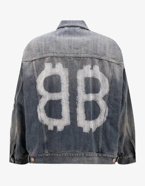 Balenciaga Blue Crypto Large Denim Jacket – mens designer fashion Balenciaga Blue Crypto Large Denim Jacket – mens designer fashion