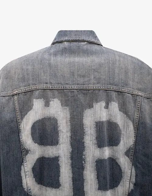 Balenciaga Blue Crypto Large Denim Jacket S Blue
