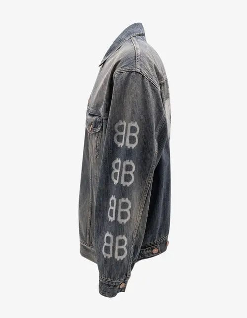 Balenciaga Blue Crypto Large Denim Jacket – mens designer fashion Balenciaga Blue Crypto Large Denim Jacket – mens designer fashion