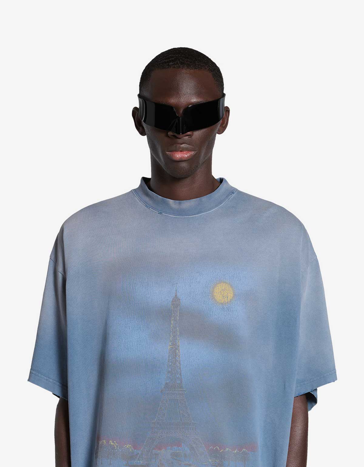 Balenciaga Blue Paris Moon Oversized T-Shirt