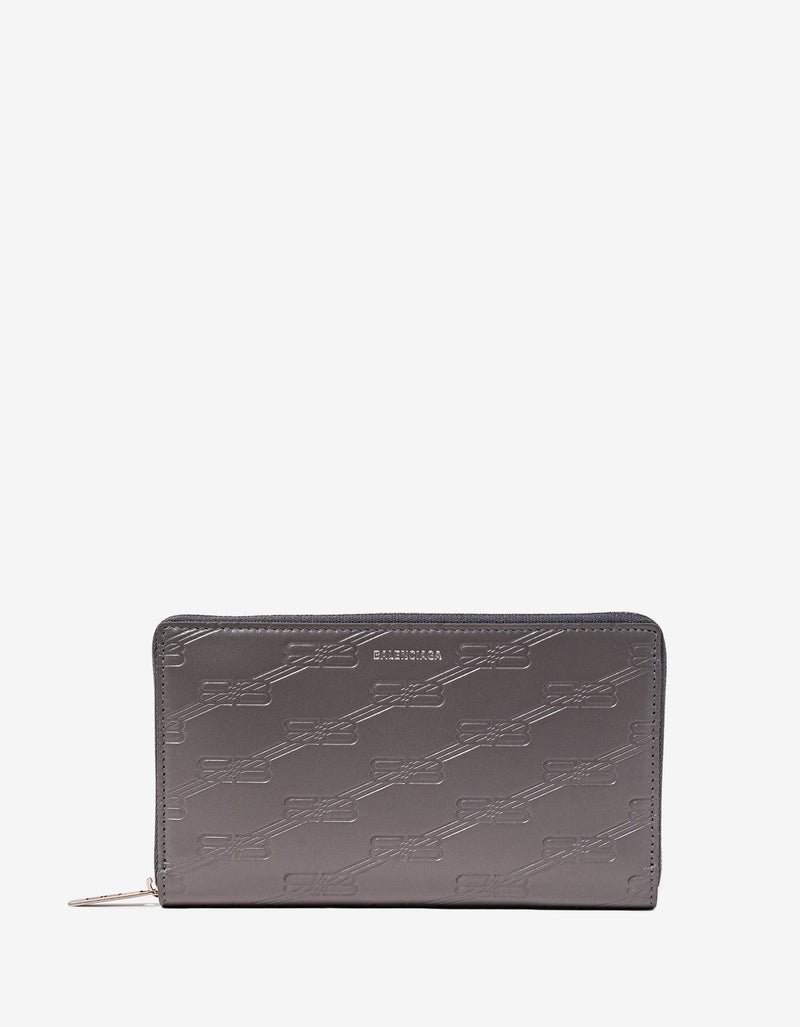 Balenciaga Dark Grey BB Monogram Continental Wallet
