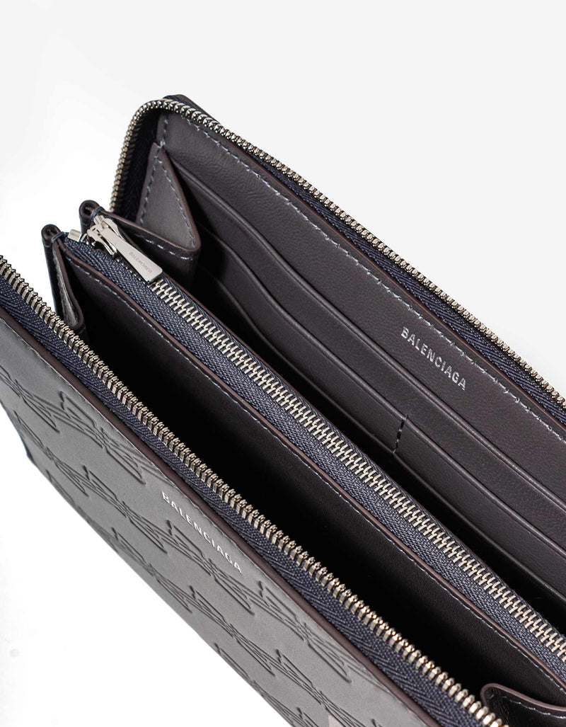 Balenciaga Dark Grey BB Monogram Continental Wallet