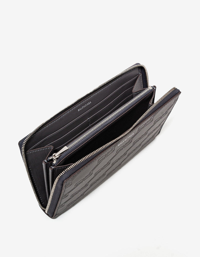 Balenciaga Dark Grey BB Monogram Continental Wallet