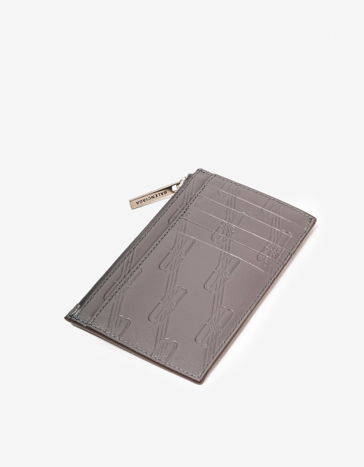 Balenciaga Dark Grey BB Monogram Zip Card Holder
