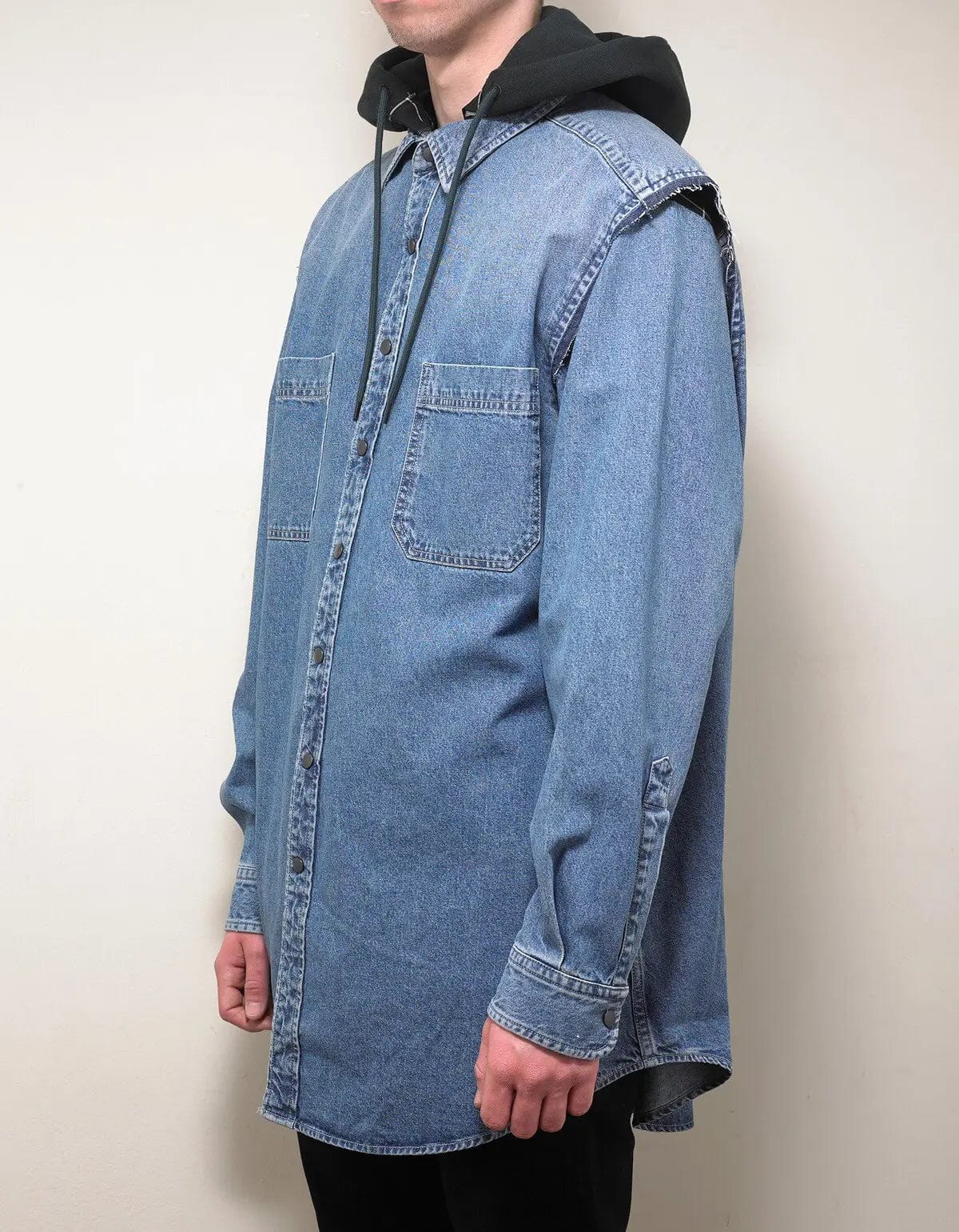 Hooded denim shirt hotsell