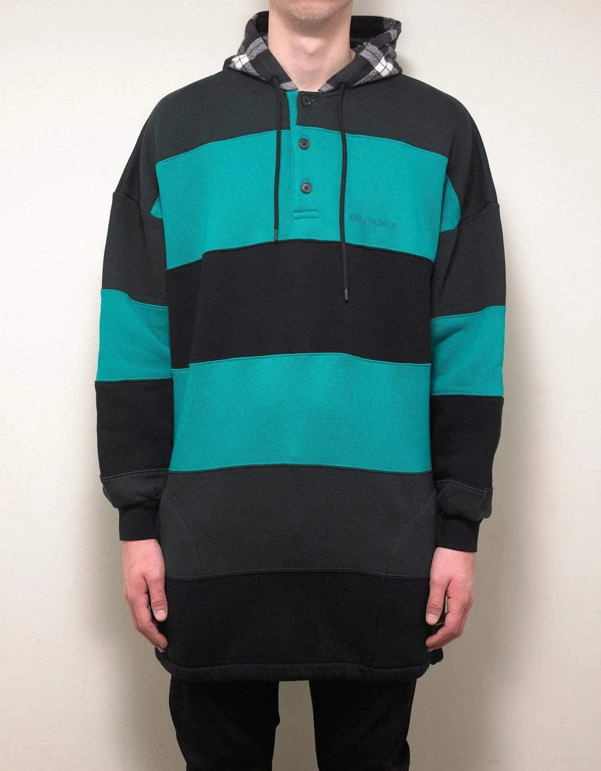 Balenciaga Green Black Stripe Oversized Hoodie Zoo Fashions