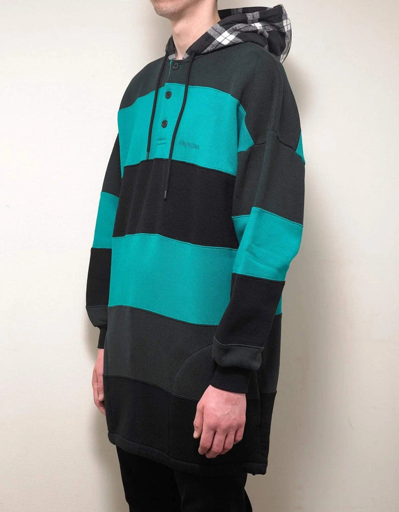 Balenciaga Green & Black Stripe Oversized Hoodie
