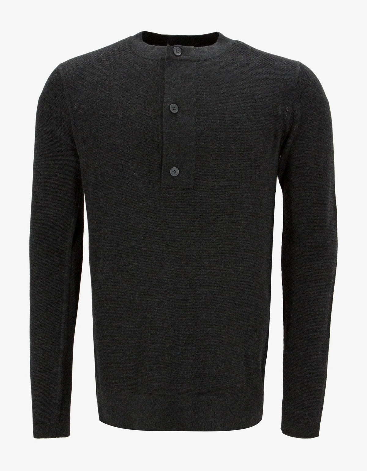 Balenciaga Grey Contrast Panel Knitted Henley Top