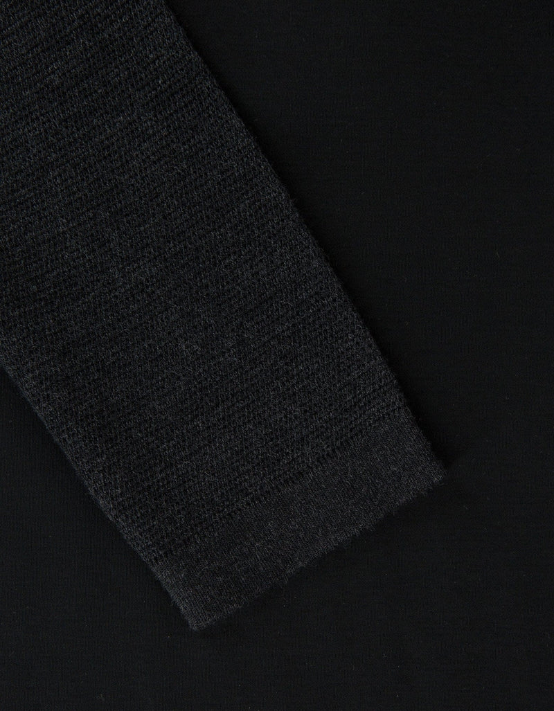 Balenciaga Grey Contrast Panel Knitted Henley Top