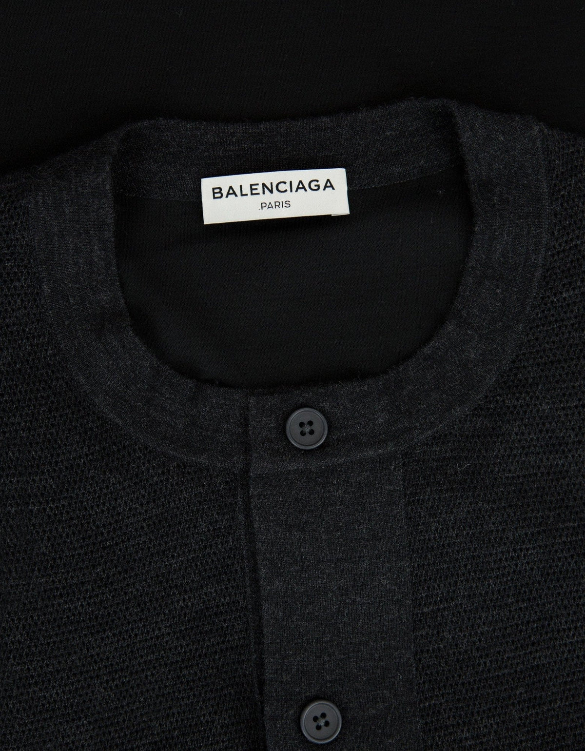 Balenciaga Grey Contrast Panel Knitted Henley Top