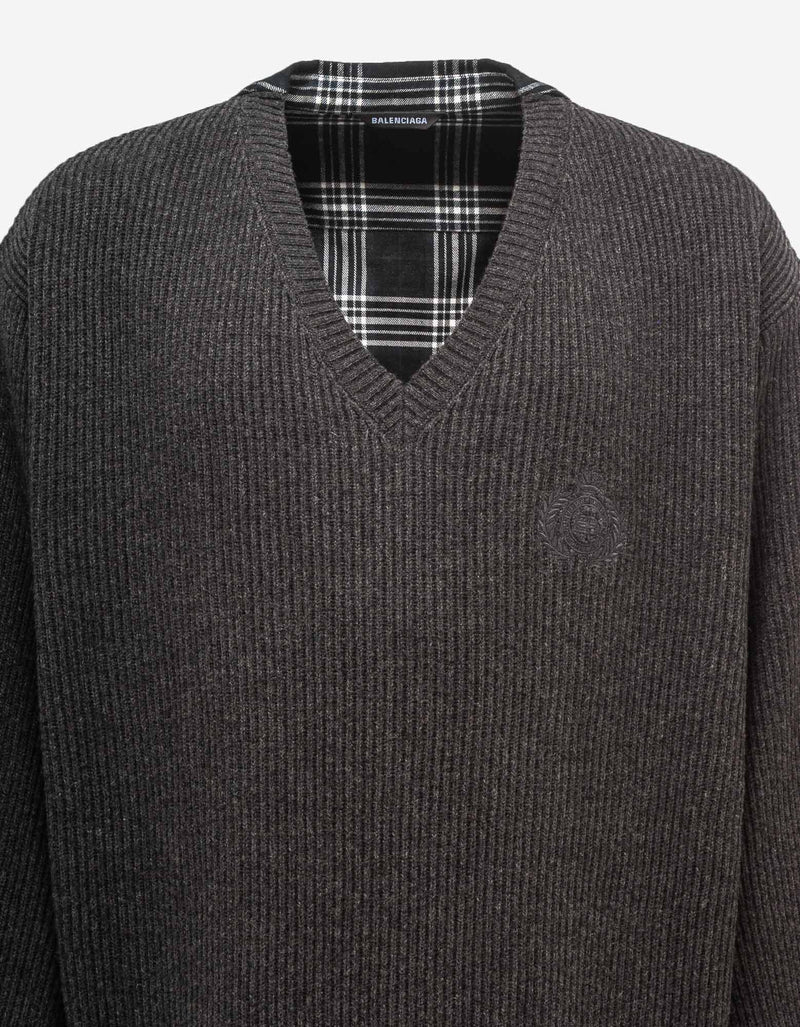 Balenciaga Grey Hybrid V-Neck Shirt