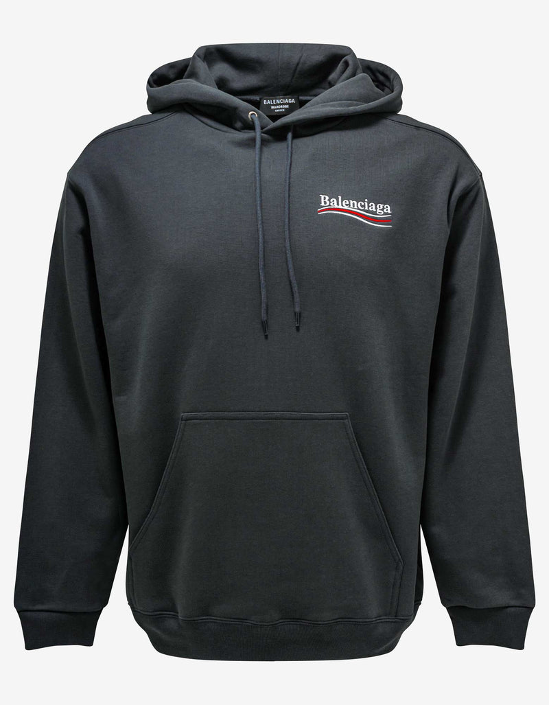 Balenciaga Grey Political Logo Embroidery Medium Fit Hoodie