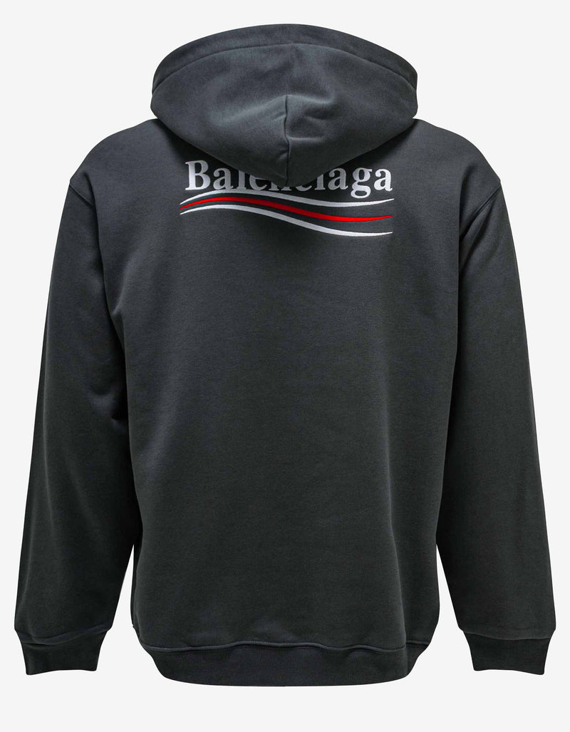 Balenciaga Grey Political Logo Embroidery Medium Fit Hoodie
