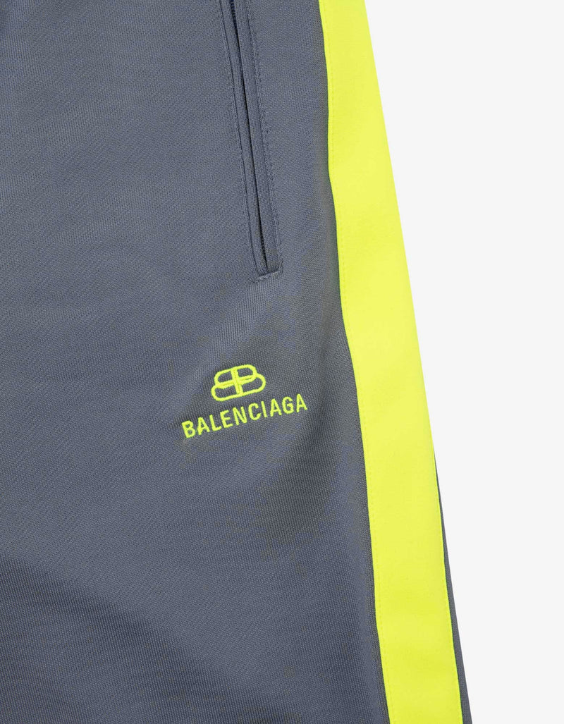 Balenciaga Grey Track Pants with Yellow Stripes