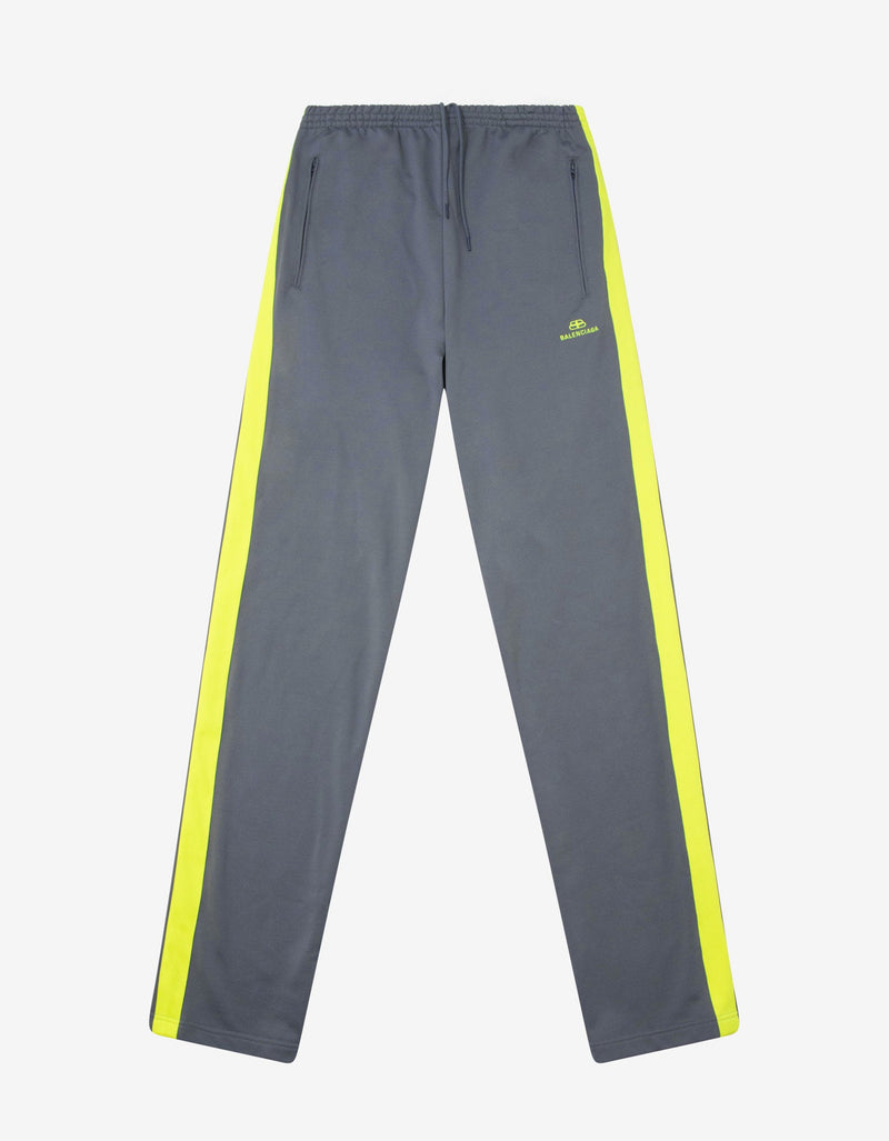Balenciaga Grey Track Pants with Yellow Stripes
