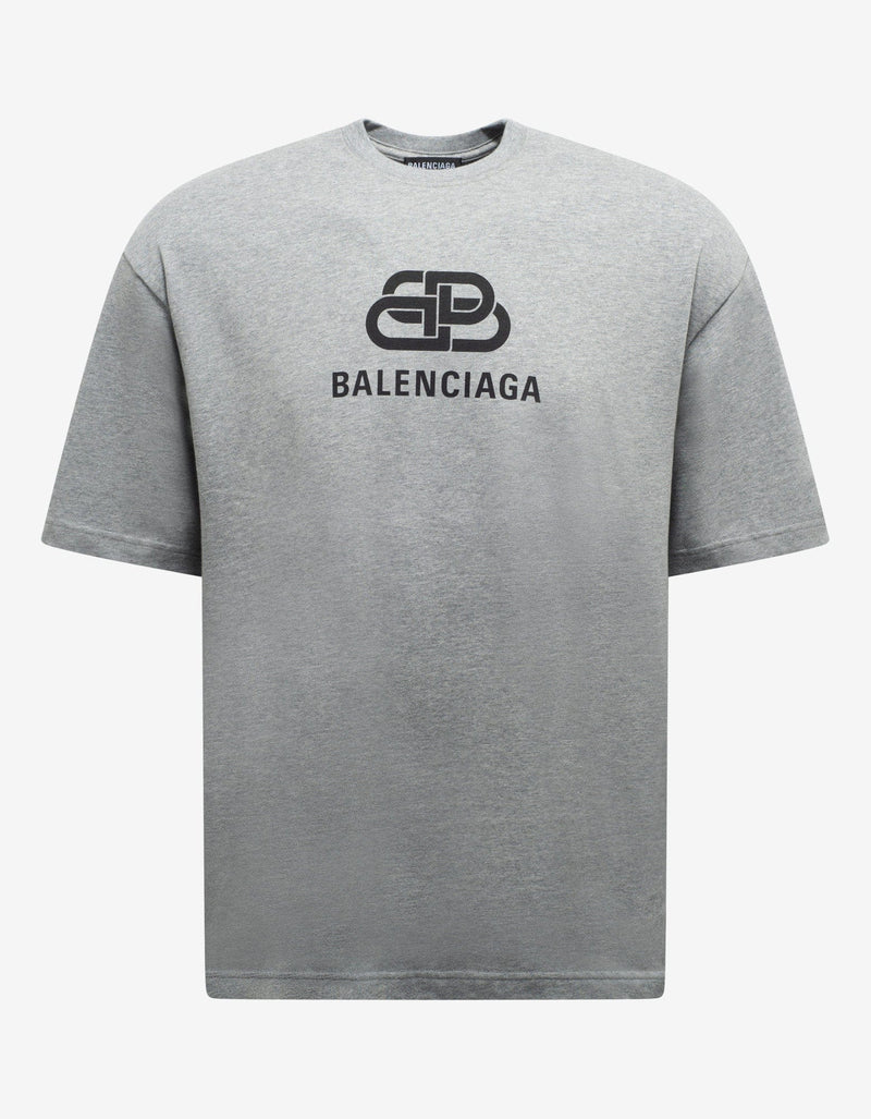 Balenciaga Heather Grey BB Logo Print T-Shirt