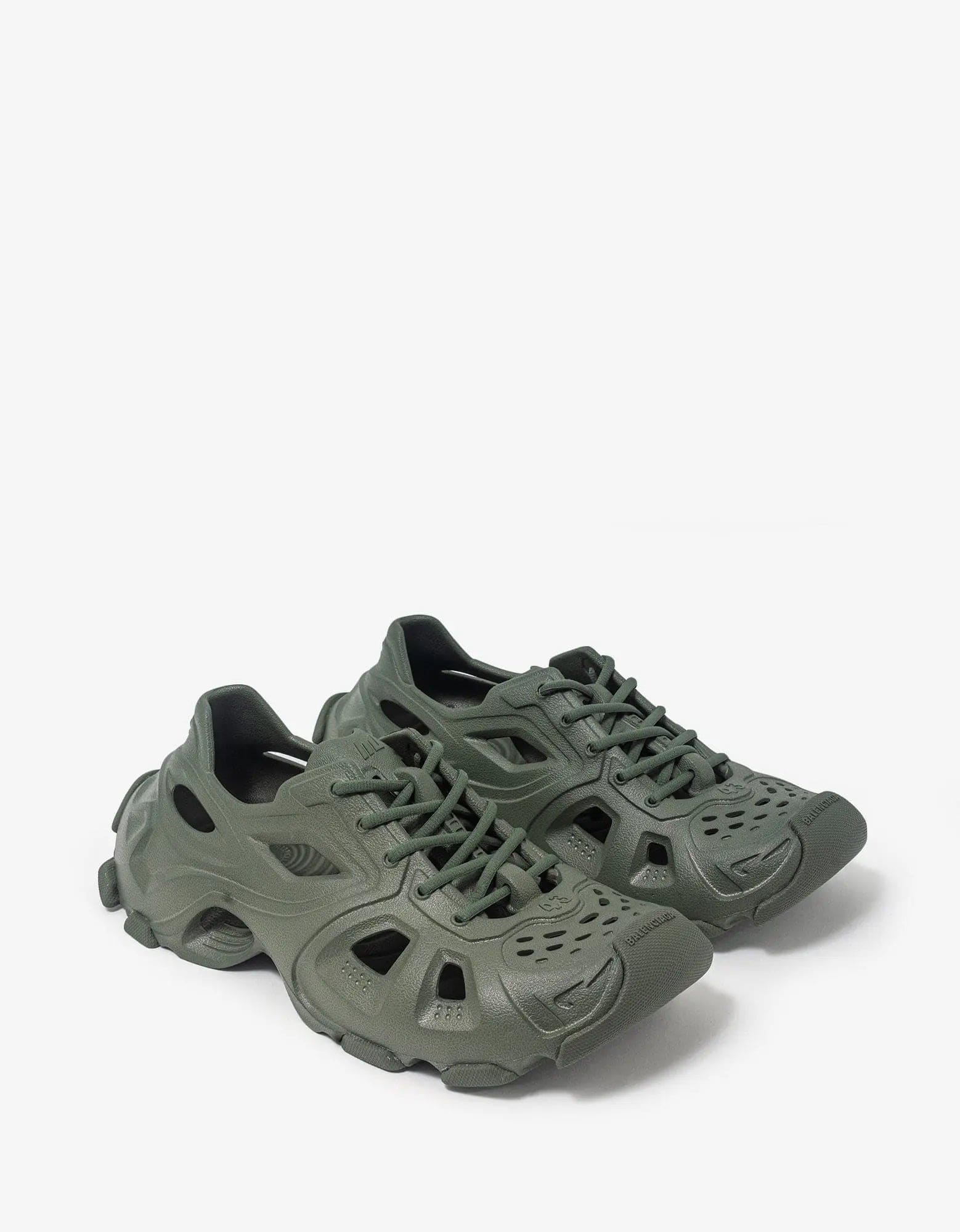Balenciaga Khaki HD Lace Up Trainers Zoo Fashions