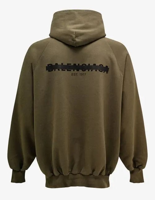 Balenciaga Khaki Strike 1917 Logo Oversized Hoodie