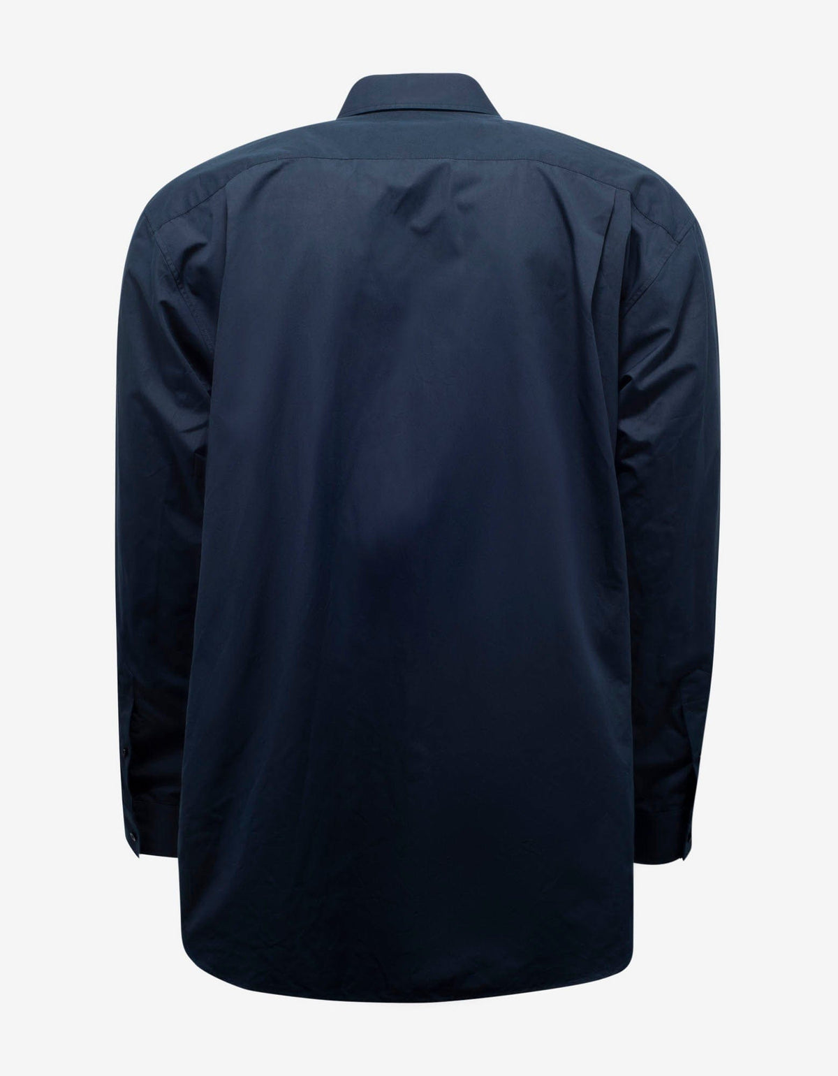 Balenciaga Navy Blue Logo Embroidery Oversized Shirt