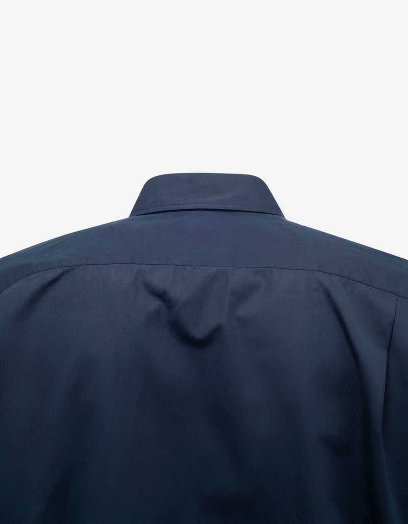 Balenciaga Navy Blue Logo Embroidery Oversized Shirt