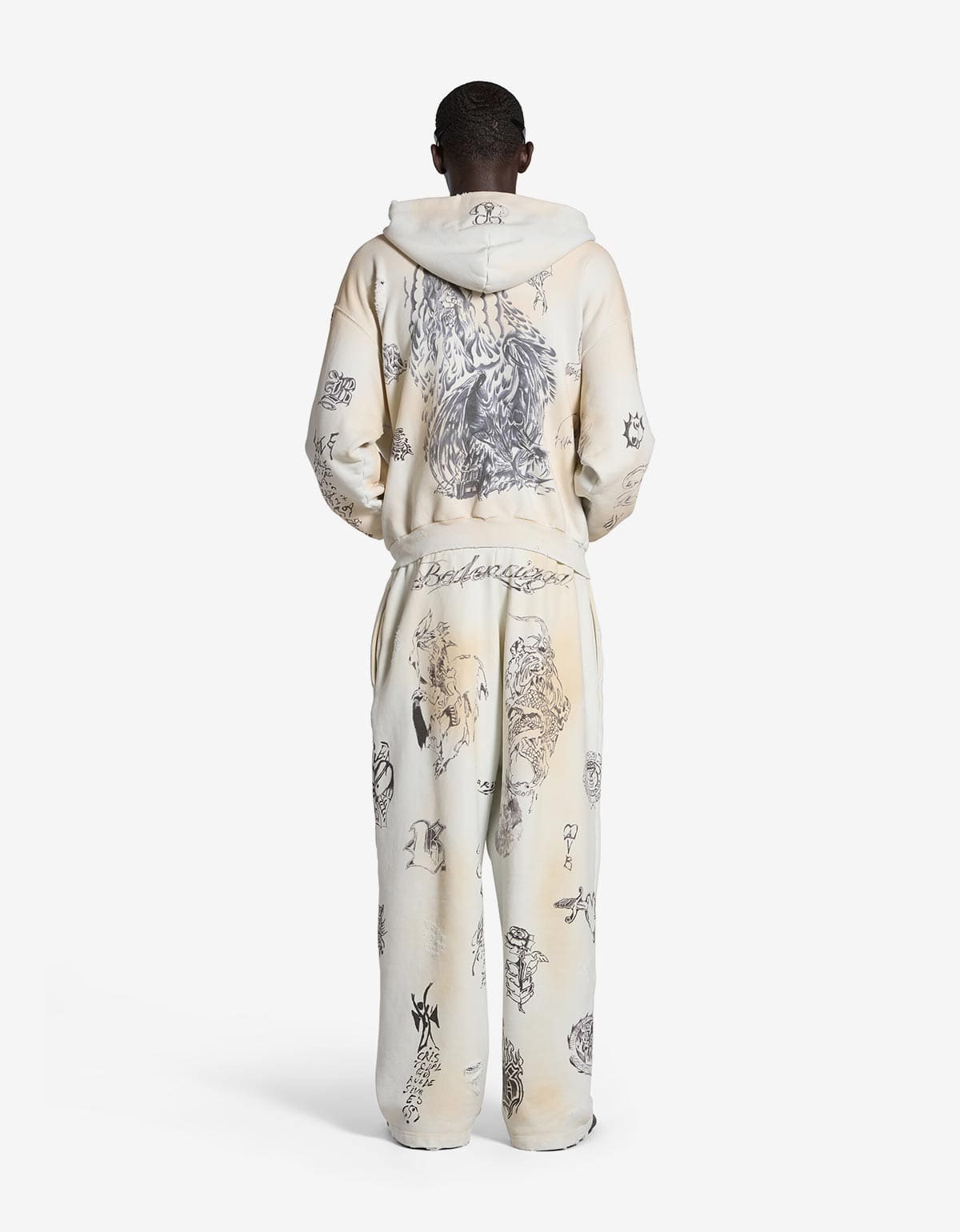 Balenciaga Off White Tat Baggy Sweat Pants