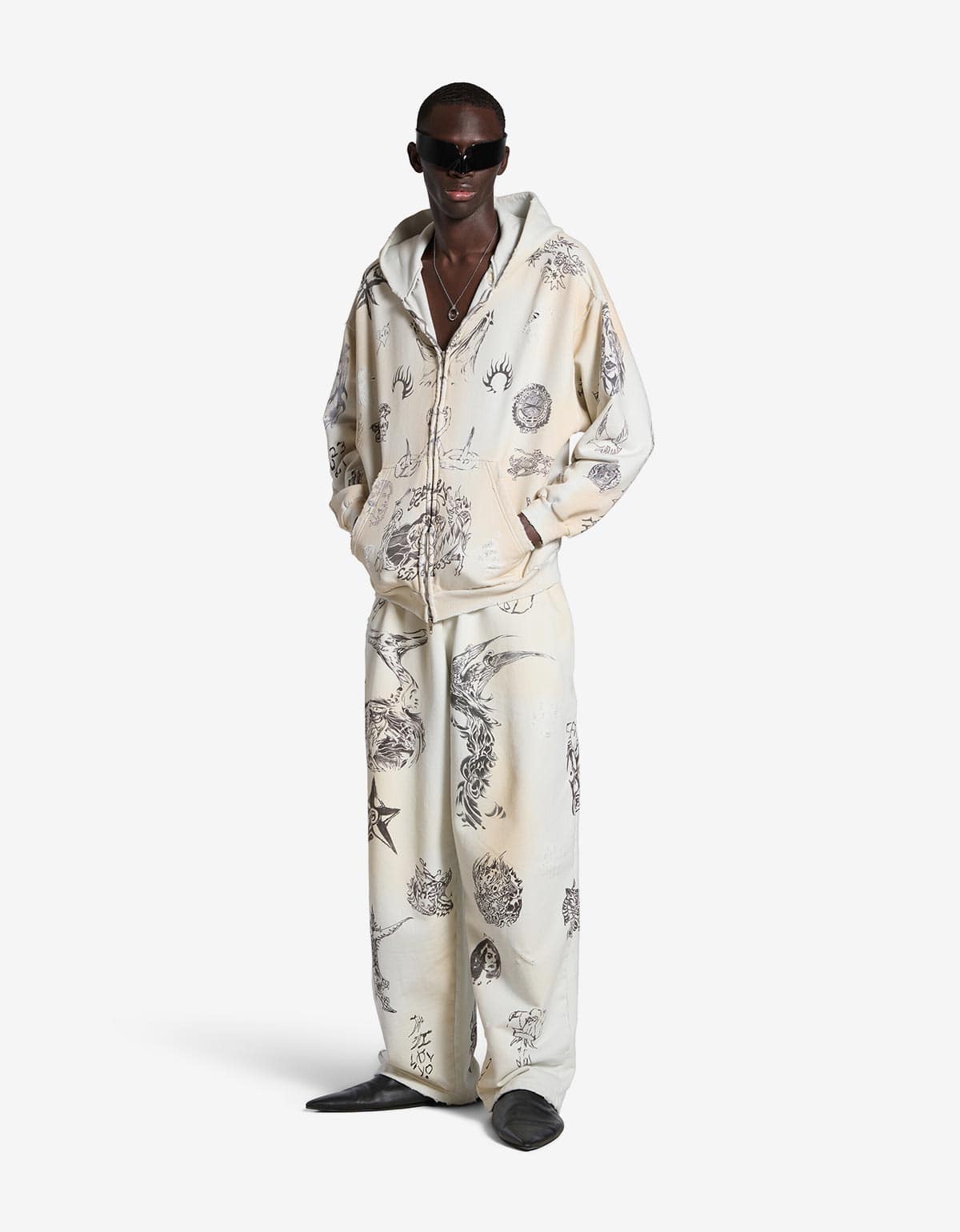 Balenciaga Off White Tat Baggy Sweat Pants
