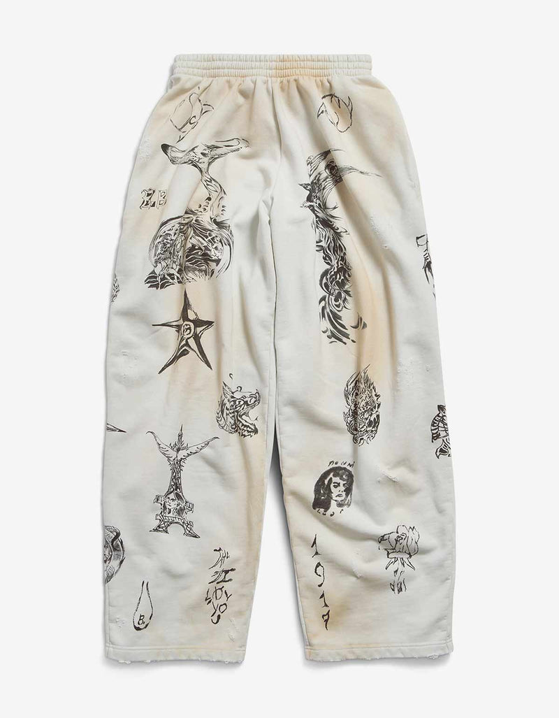 Balenciaga Off White Tat Baggy Sweat Pants