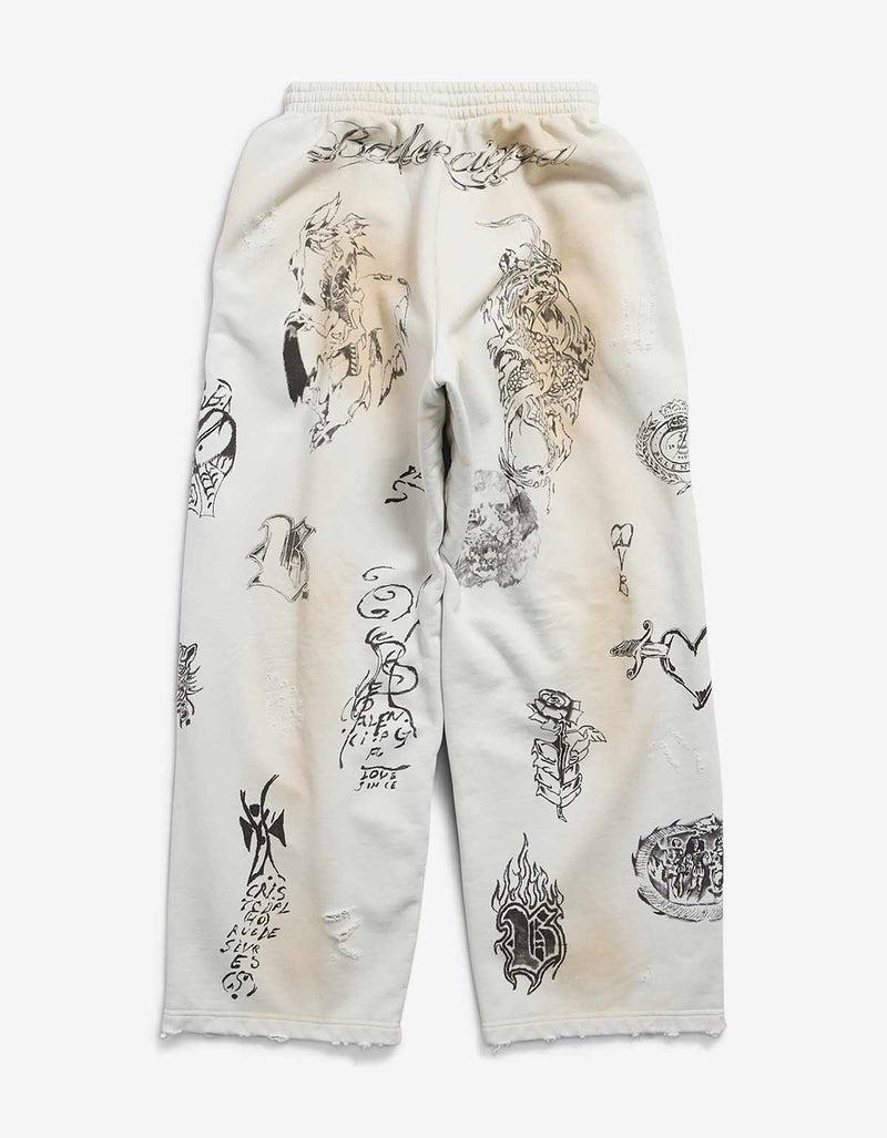 Balenciaga Off White Tat Baggy Sweat Pants