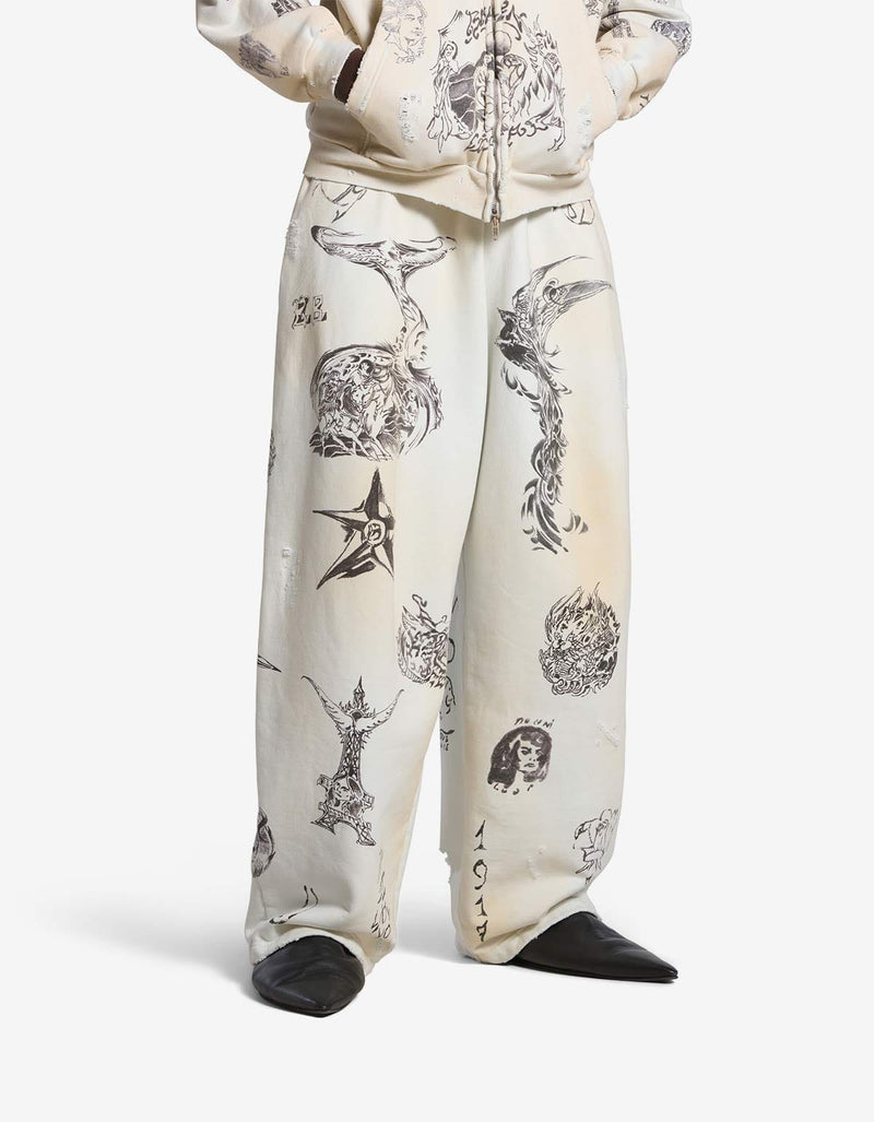 Balenciaga Off White Tat Baggy Sweat Pants