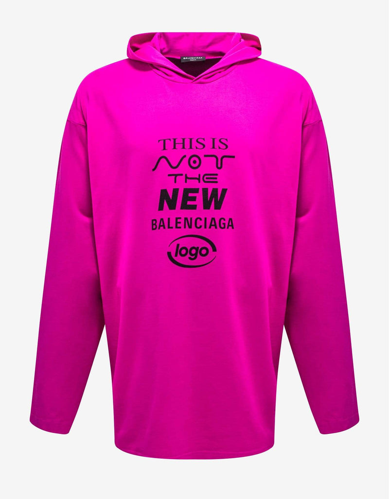 Balenciaga Pink This Is Not Long Sleeve Hooded T-Shirt