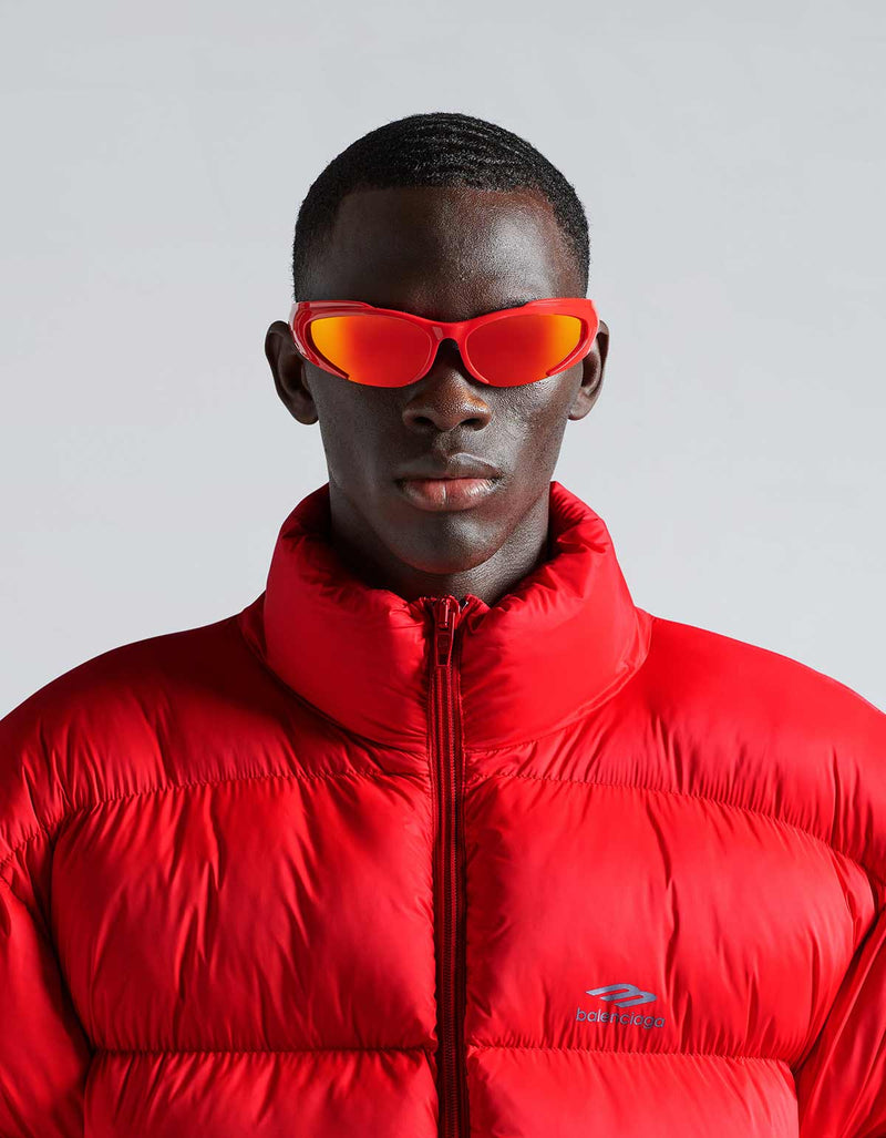 Balenciaga Red Reverse Xpander Rectangle Sunglasses