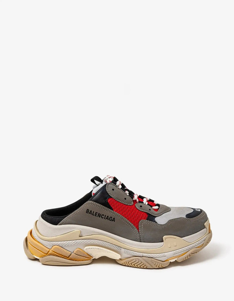 Balenciaga Triple S Grey & Red Mules