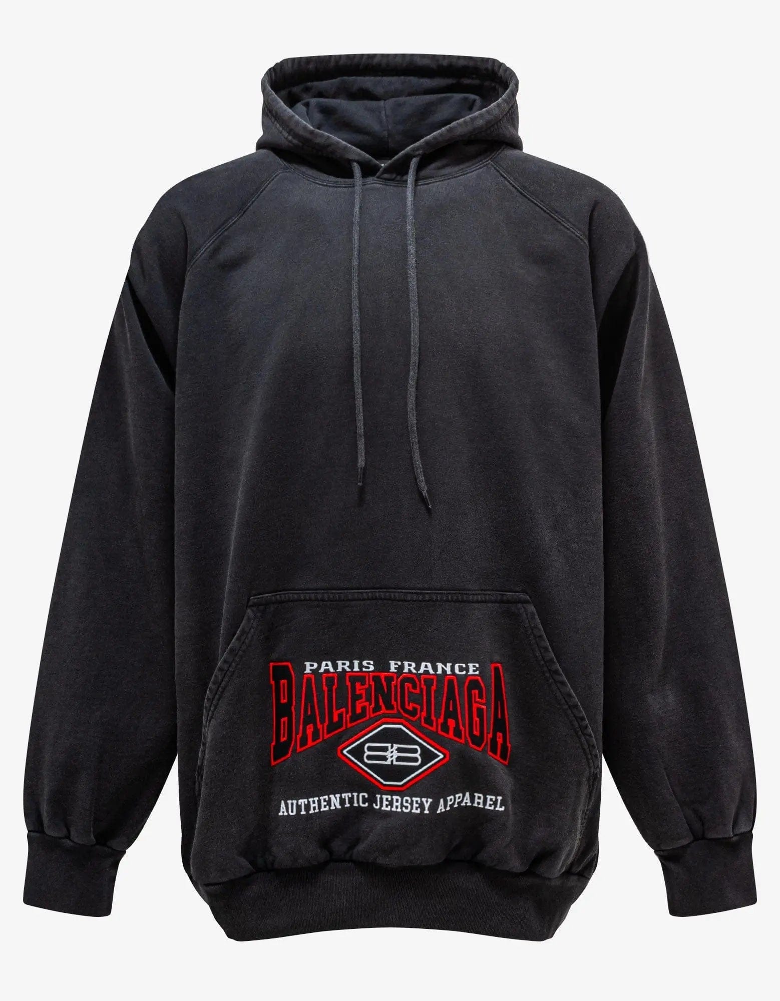 Balenciaga Wash Black Logo Embroidery Oversized Hoodie – mens