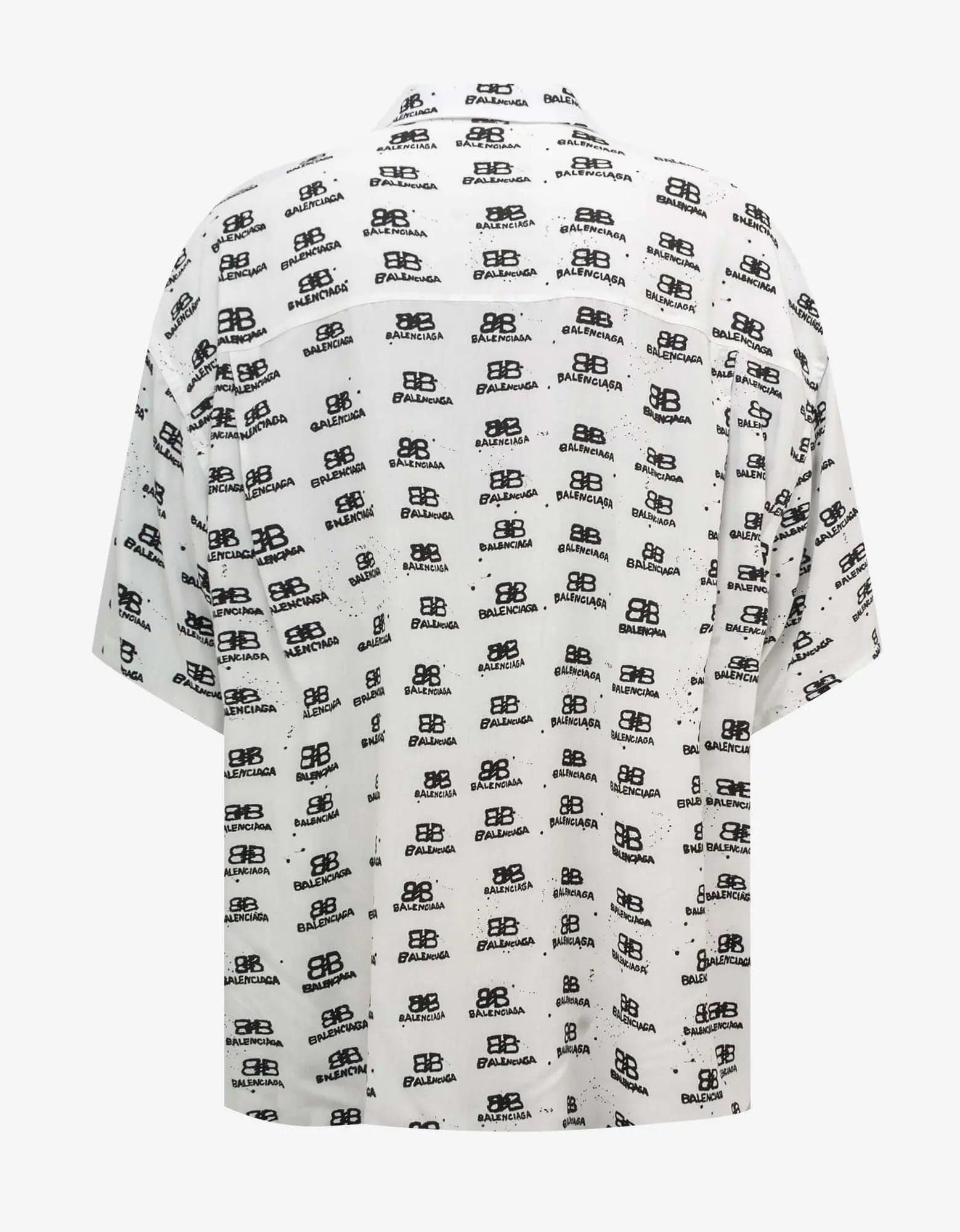 Balenciaga White BB Logo Oversized Shirt Zoo Fashions