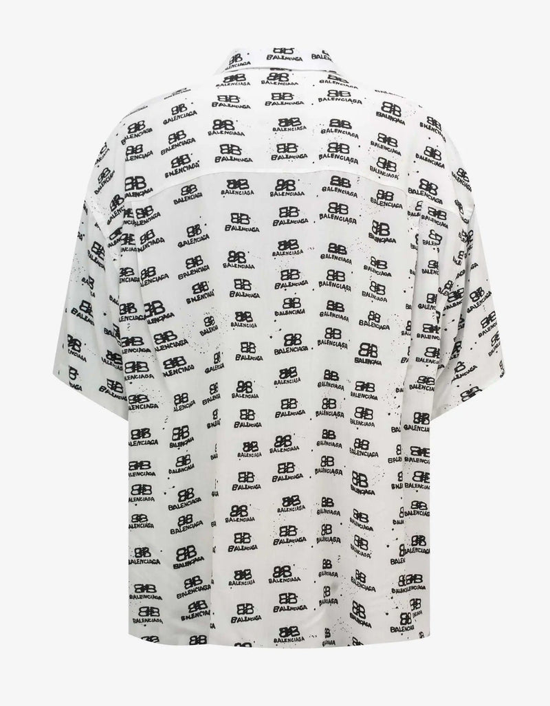 Balenciaga White BB Logo Oversized Shirt