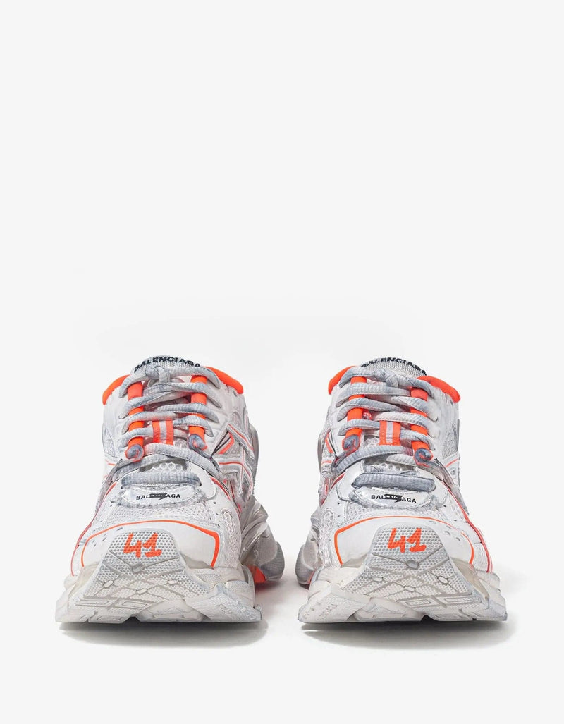 Balenciaga White & Orange Runner Trainers