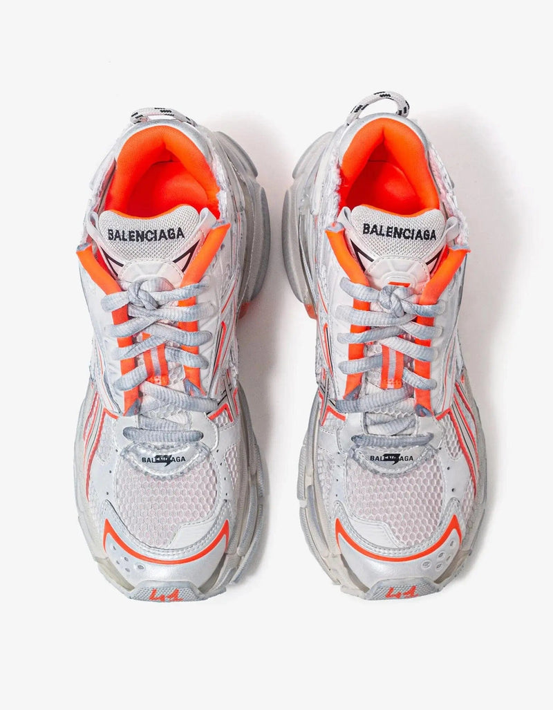 Balenciaga White & Orange Runner Trainers