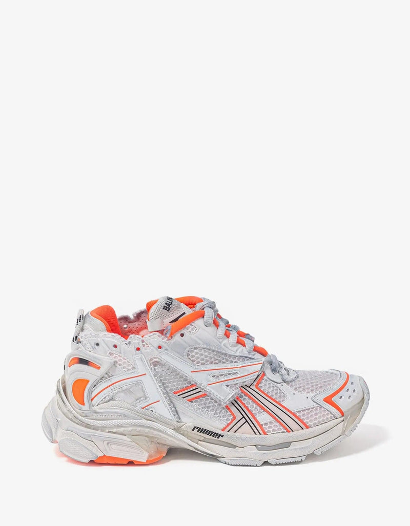 Balenciaga White & Orange Runner Trainers