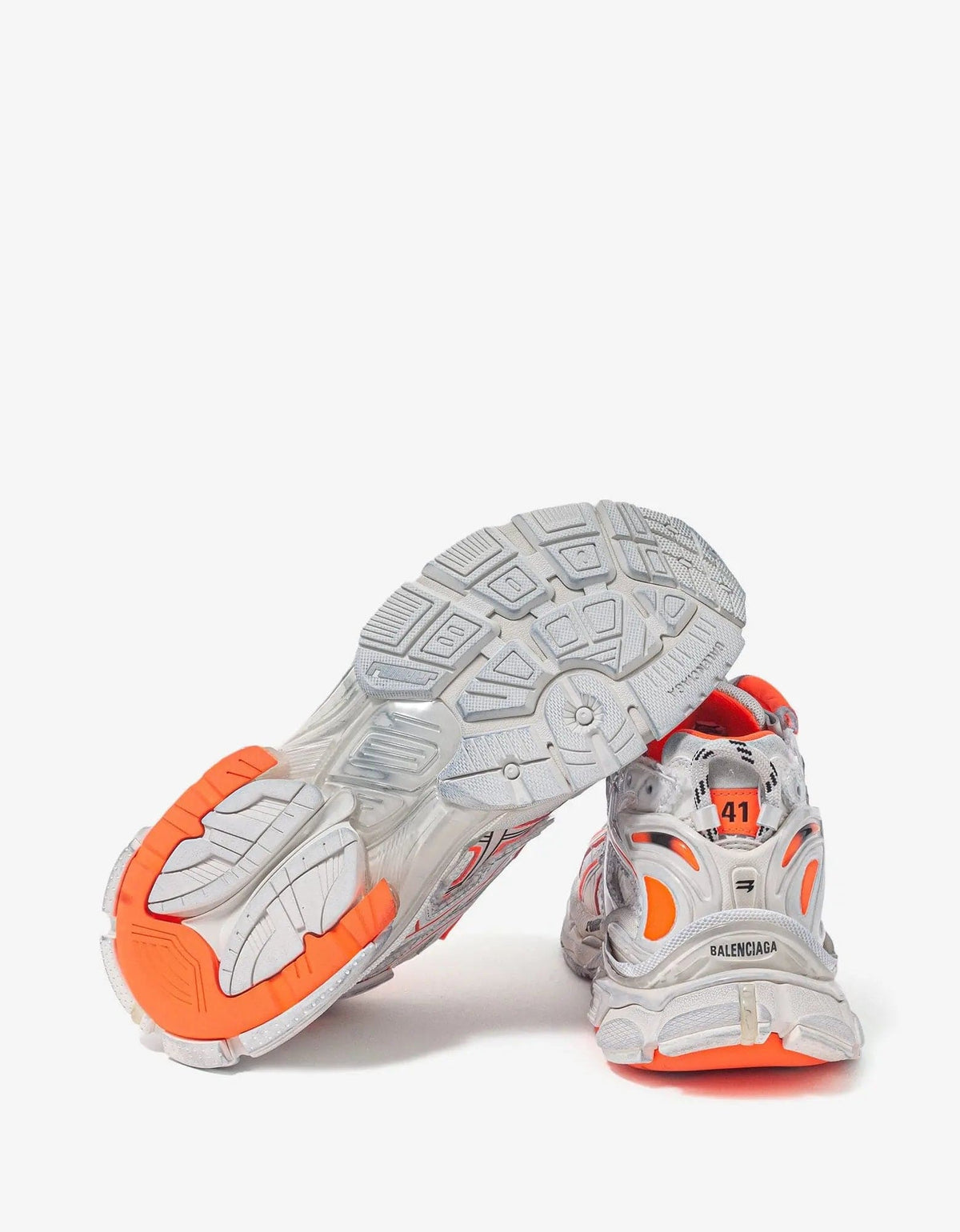 Balenciaga White & Orange Runner Trainers