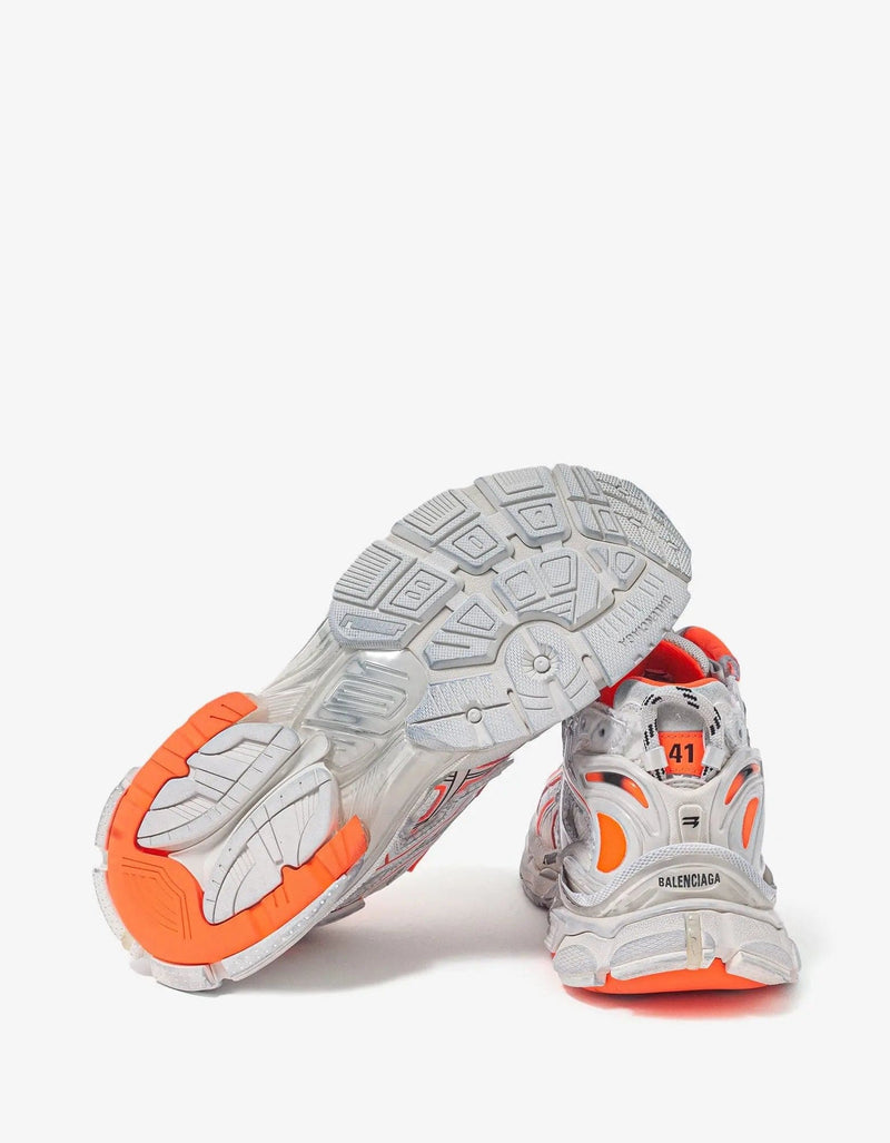 Balenciaga White & Orange Runner Trainers