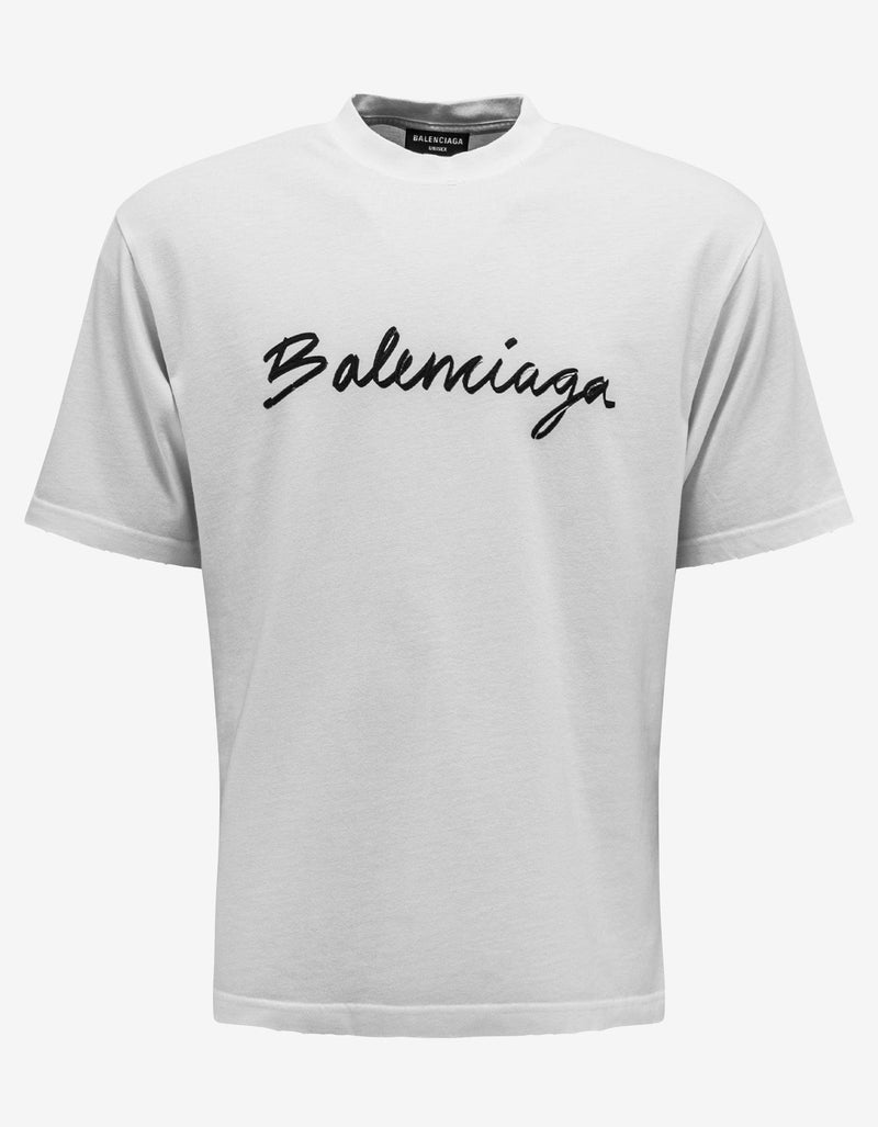 Balenciaga White Scribble Logo T-Shirt