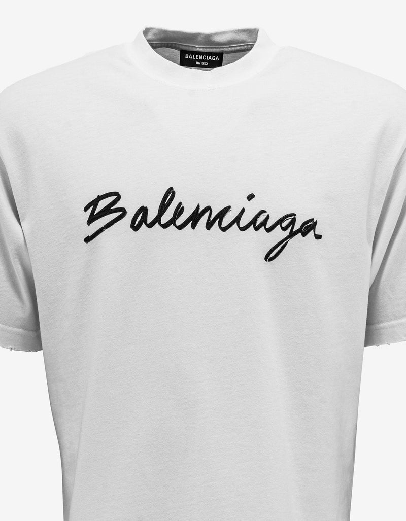 Balenciaga White Scribble Logo T-Shirt