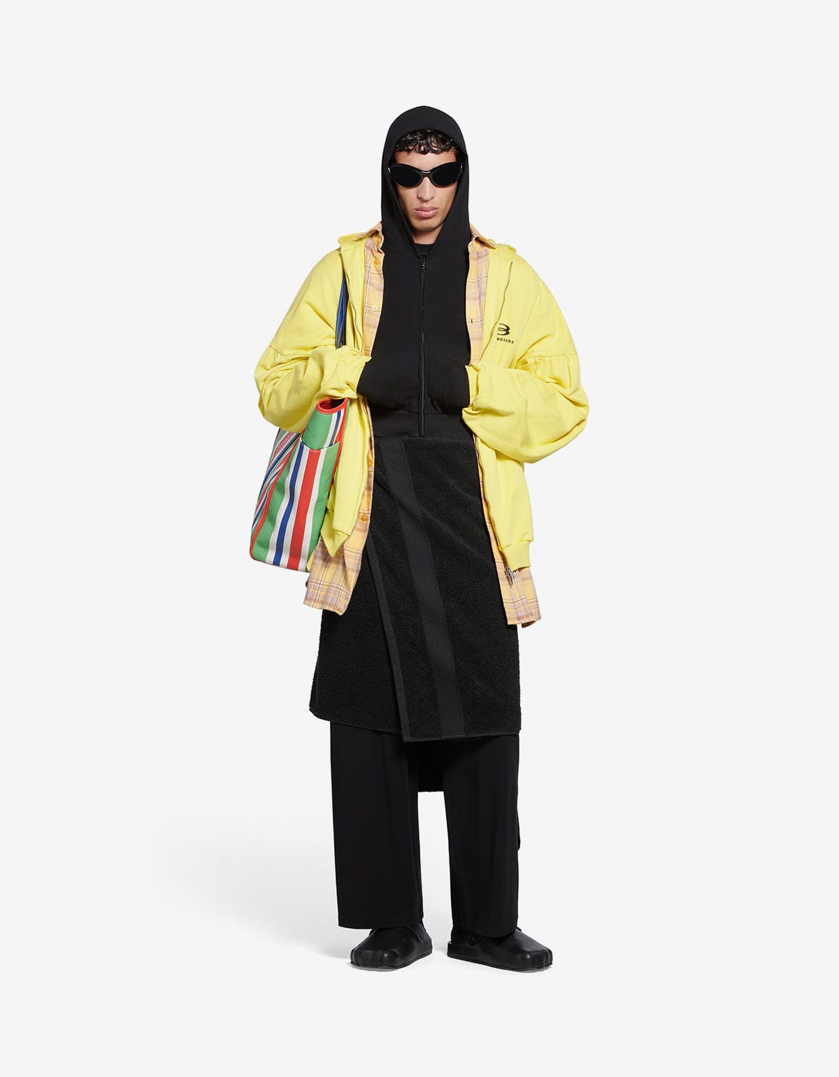 Balenciaga Yellow Unity Sports Icon Layered Hoodie – mens designer