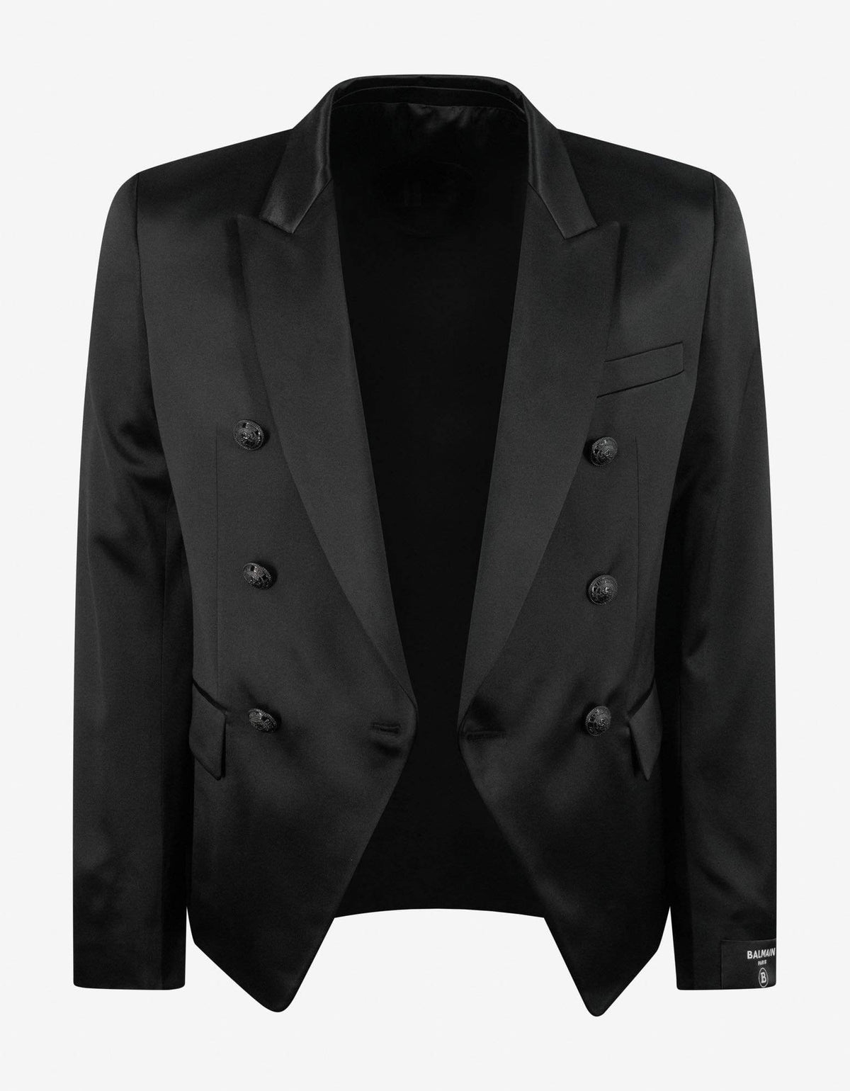 Balmain Black Double-Breasted Silk Blazer – Zoo Fashions