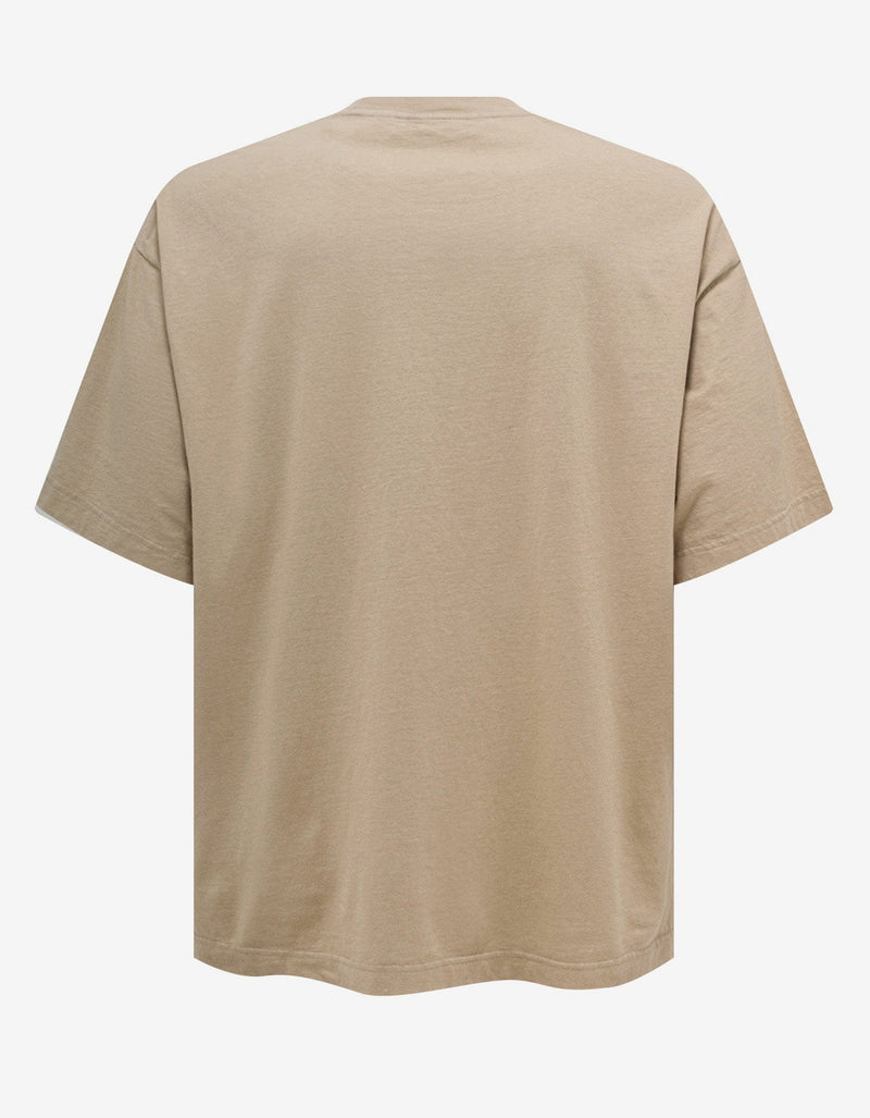 Beige Upside-Down Palm Print T-Shirt