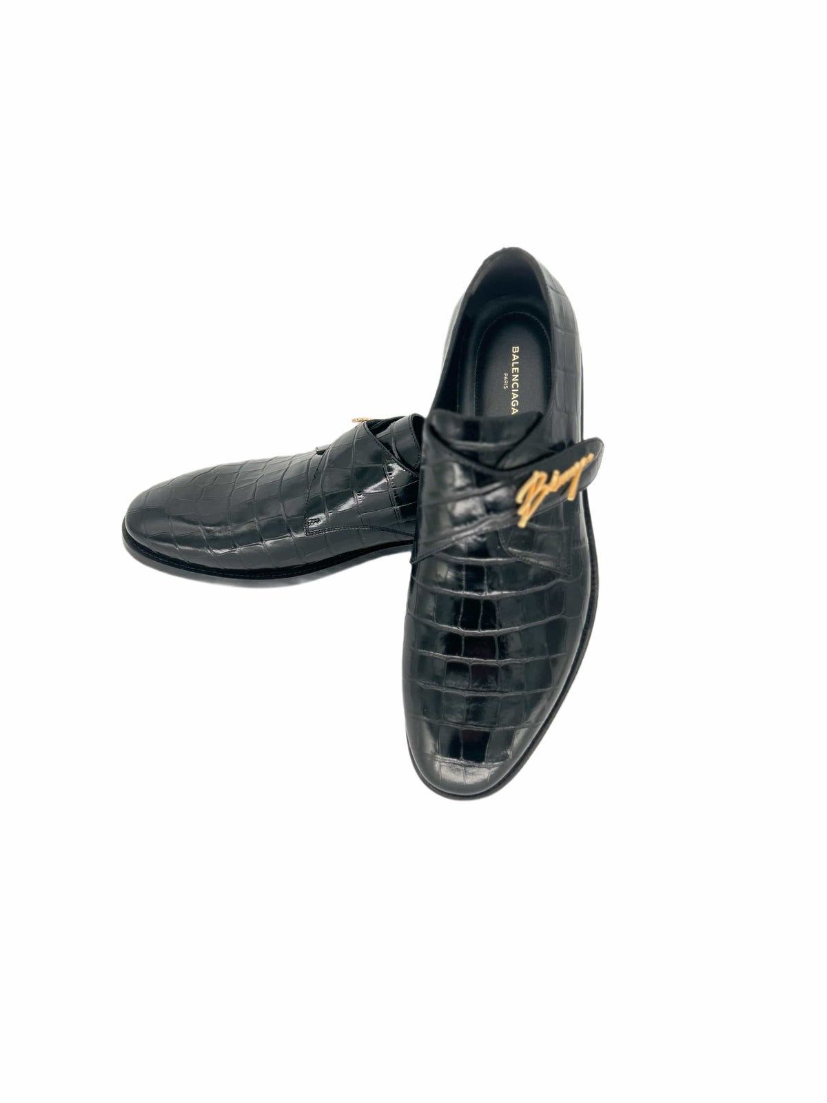 Black City Evening Croc Embossed Shoes